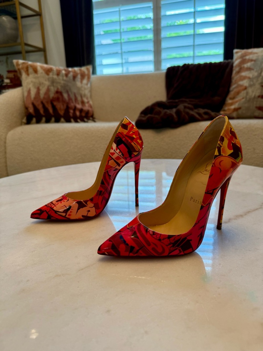 Christian Louboutin Red Multi-Pattern Pointed Toe Stiletto